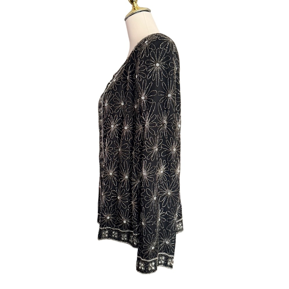 Vintage Pappell Boutique Beaded Floral Evening Jacket Sequin Cardigan Size 3XL - Picture 6 of 12